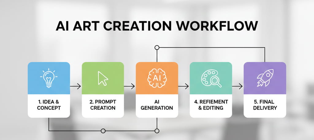 Step-by-step AI art creation workflow
