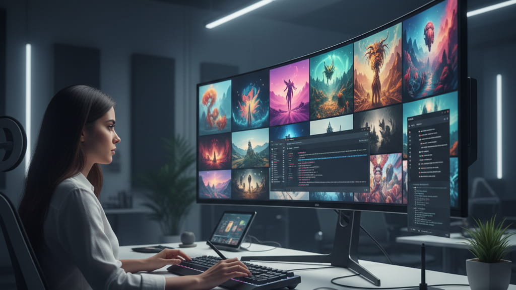 Professional AI artist creating high-quality visuals using advanced AI tools in 2026