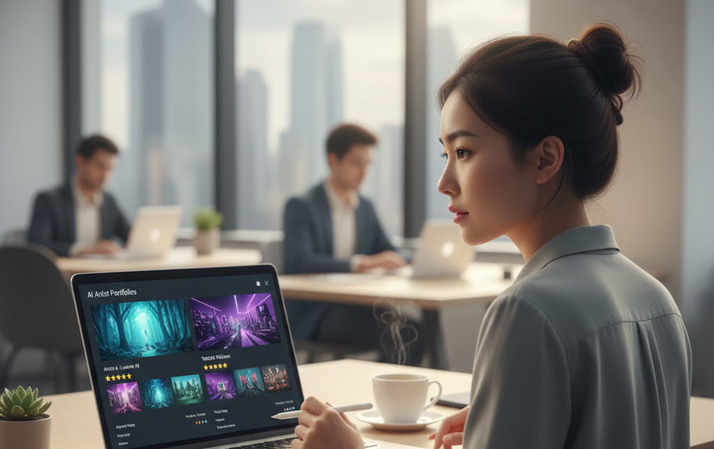 Comparing AI artist portfolios before hiring