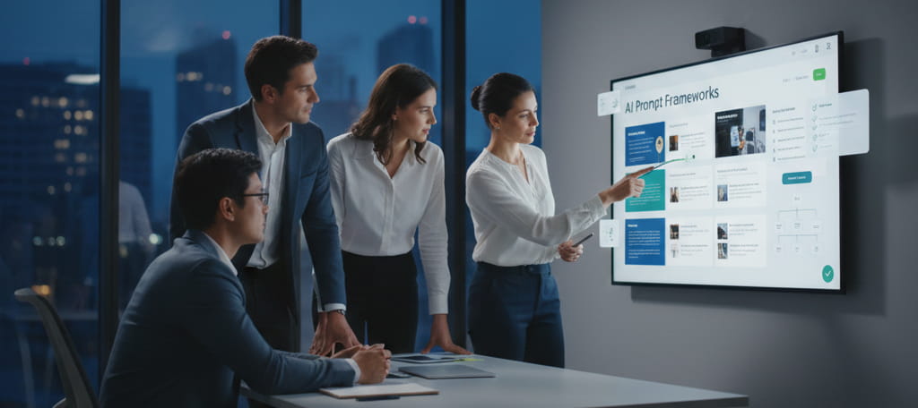 Business team evaluating prompt engineer workflows for AI projects